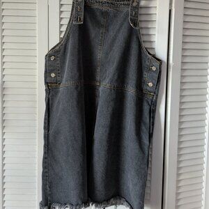 Easel Charcoal Washed Denim Overall Jumper Dress